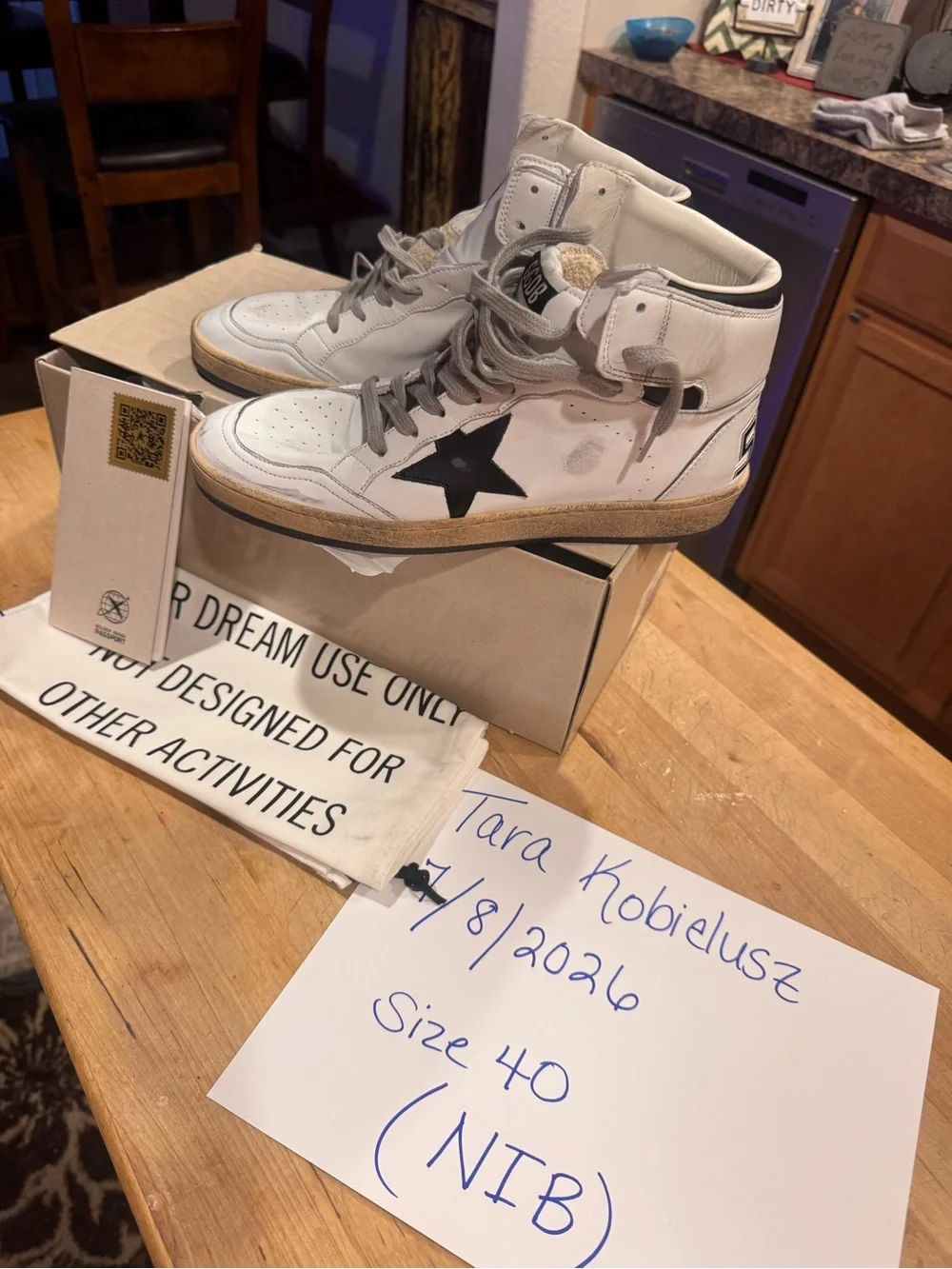 Golden Goose White High-Top Sneakers with Black Star